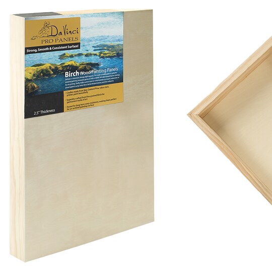 Jerry's Artarama; Da Vinci Pro Birch Wood Panel 2-1/2" Deep – 24x30" 2-Pack - Fine Textured, Warp Resistant, Lightweight & Rigid – Perfect for Mounting Sanded Pastel or Watercolor Paper, Linen or Canvas; Category:Wood & Hardboard Panels; Image:1